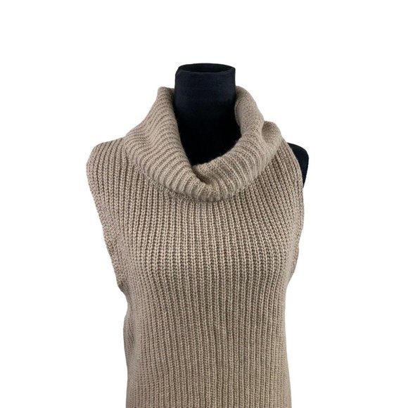 Free People Lambswool Chunky Knit Cowl Neck Sleeveless Tunic Sweater Size M - Picture 2 of 9
